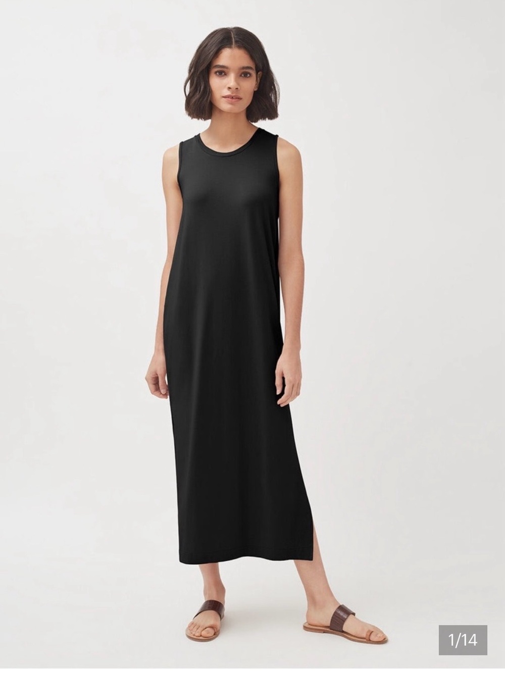 Cuts a Black Sleeveless Midi Dress - M - Pima cotton